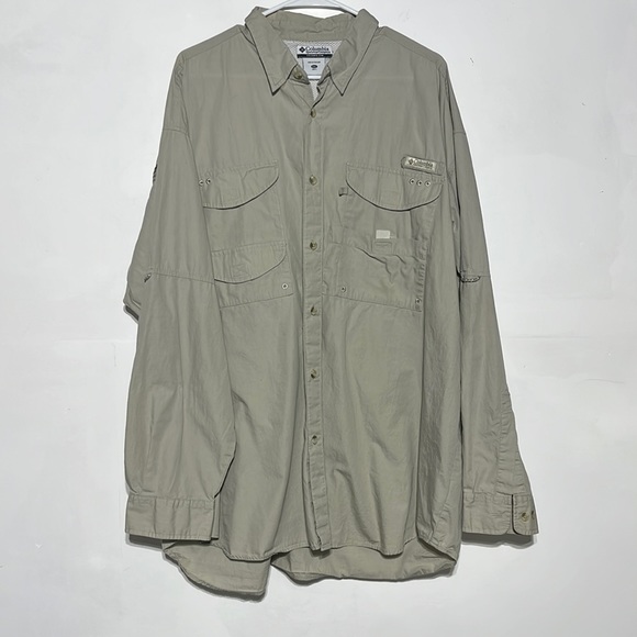 Columbia Other - Columbia PPG Tan Beige Long Sleeve Button Down Fishing Shirt Size XXL